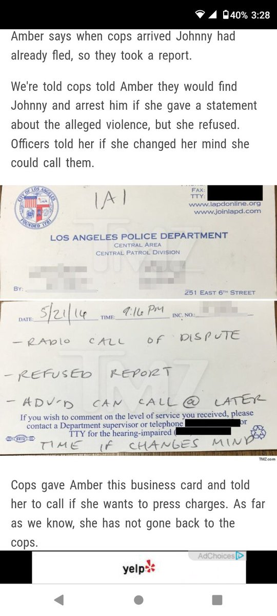 GoatsAreRude's tweet photo. @ThatBrianFella TMZ also had the LAPD card that Officer Saenz left for AH. 05/27/2016. Given by magical fairies, I suppose. Weird, that.
https://t.co/vwCQmRB3zl https://t.co/1Se2OV47Mm