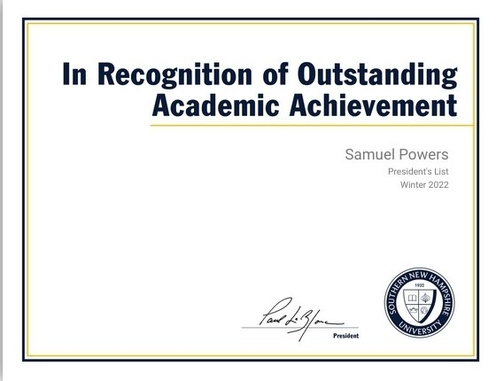 Another semester on the Presidents list in the books!!! 

Thank you <a href="/SNHU/">SNHU</a> but I am DEFINITELY looking forward to graduating this October!