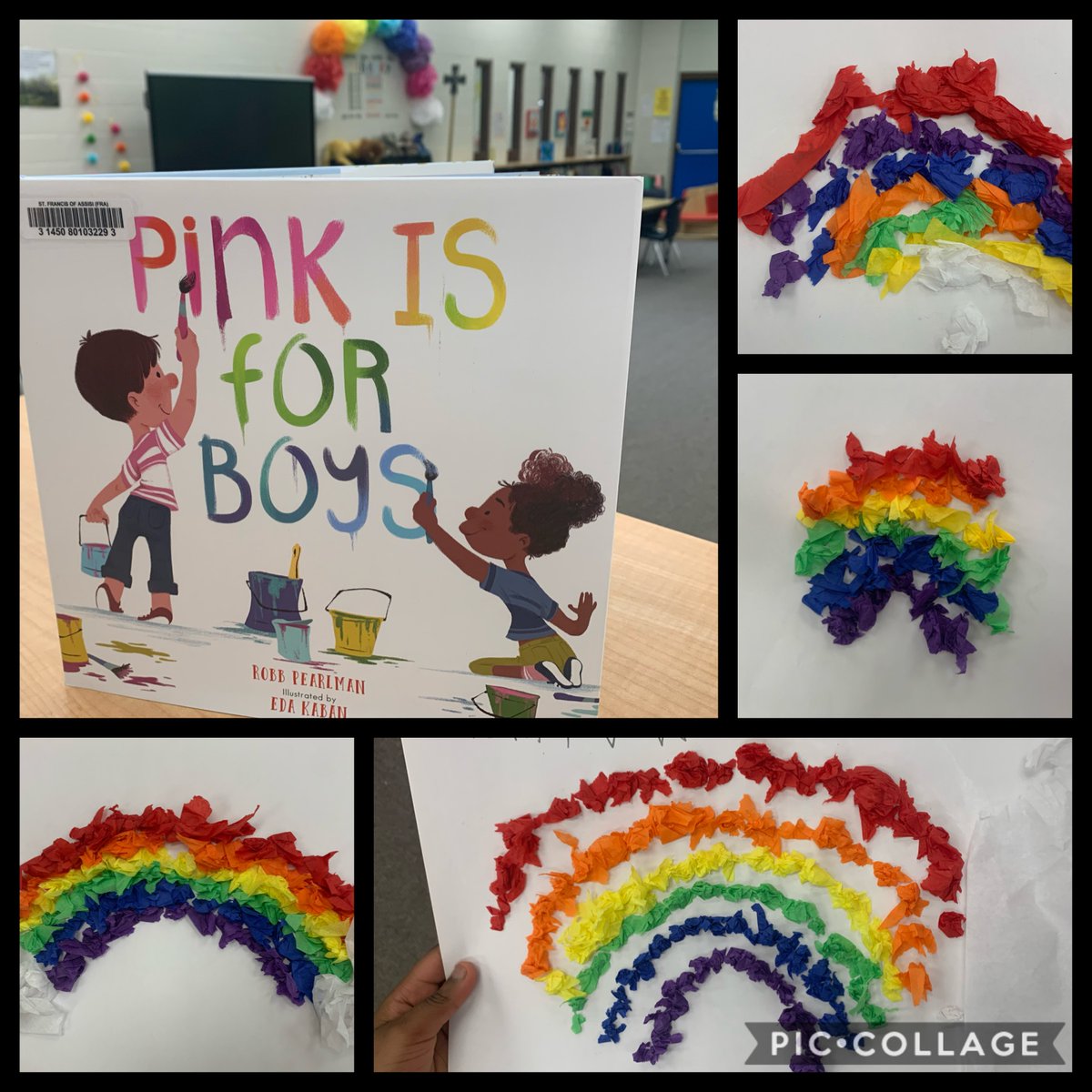 Today is International Day Against Homophobia, Biphobia and Transphobia. We read Pink is for Boys by Robb Pearlman and created beautiful rainbows - students were so proud of their work!!! ❤️ 🏳️‍🌈 #ocsbPride