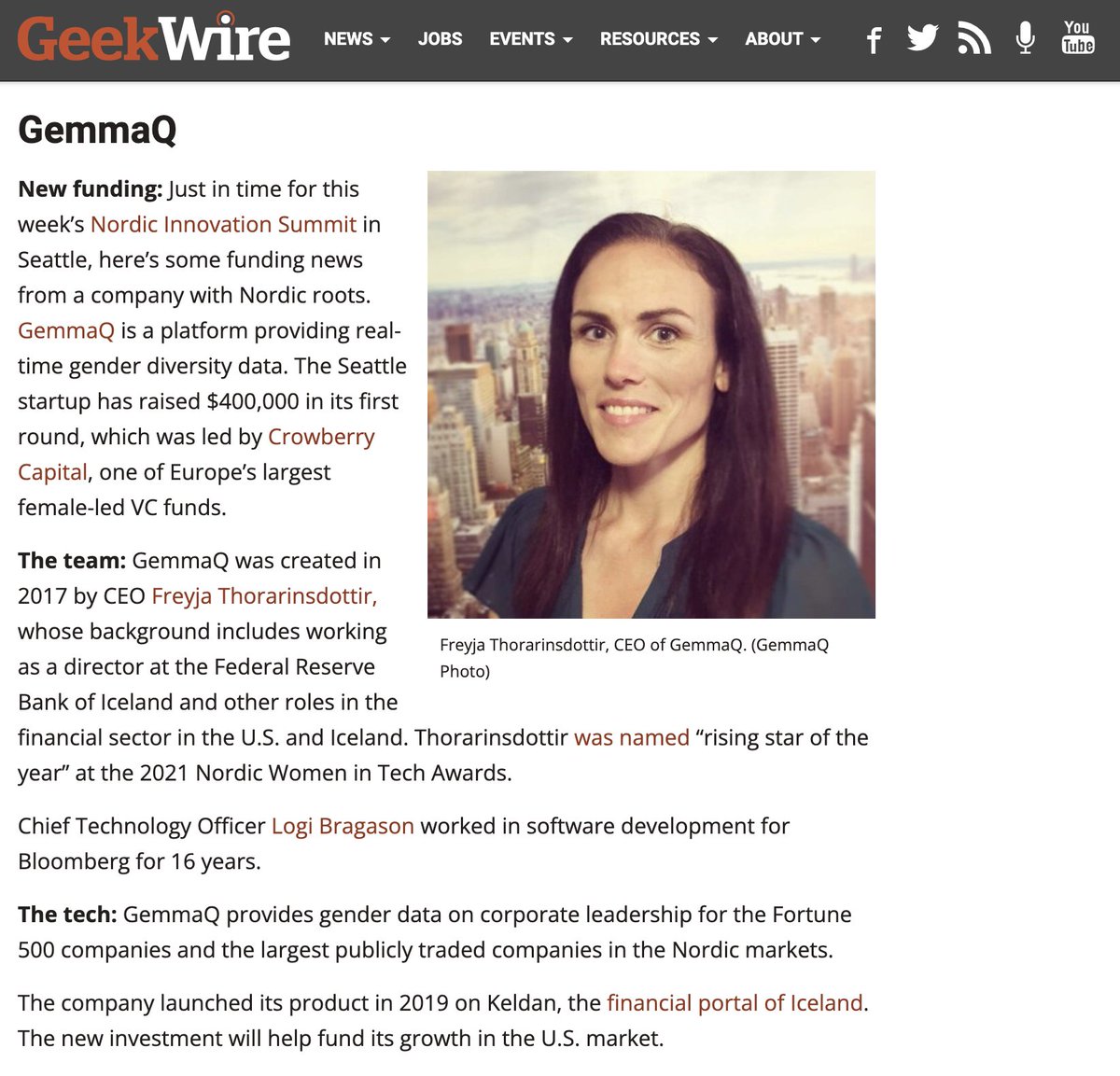 We believe our newest investment can only have positive returns <a href="/Crowbrry/">Crowberry Capital</a> <a href="/gemmaqmeasure/">GEMMAQ Ratings</a> <a href="/NWITawards/">Nordic Women in Tech Awards</a> <a href="/NordicMade/">#NordicMade</a> geekwire.com/2022/startup-f…