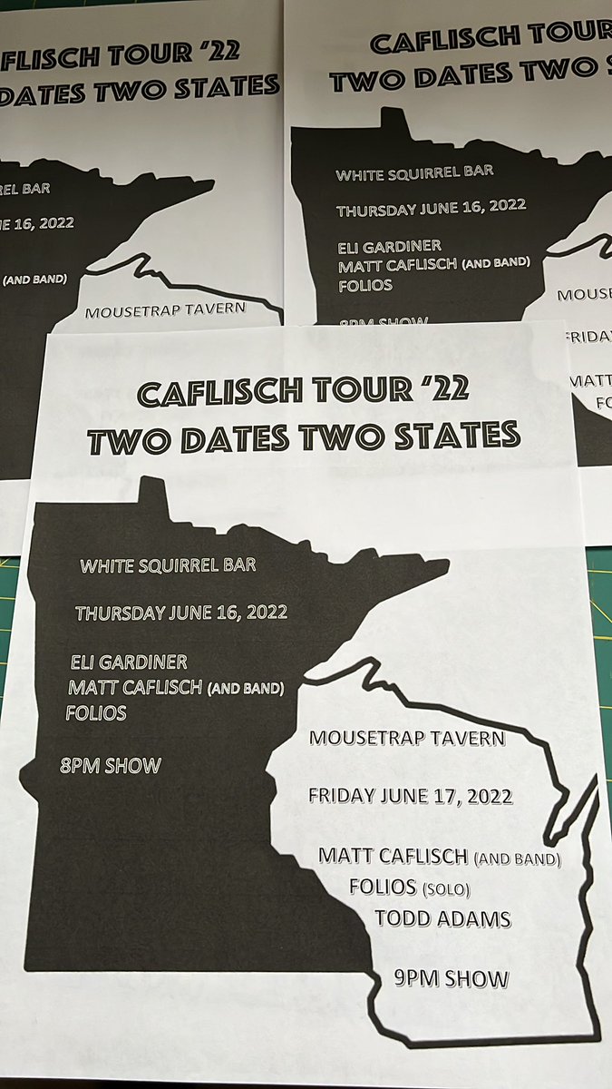 @MattCaflisch (and band) Tour ‘22 coming soon!  With @eligardiner and @foliostheband - Two Dates Two States - @SaintPaul @DowntownEC