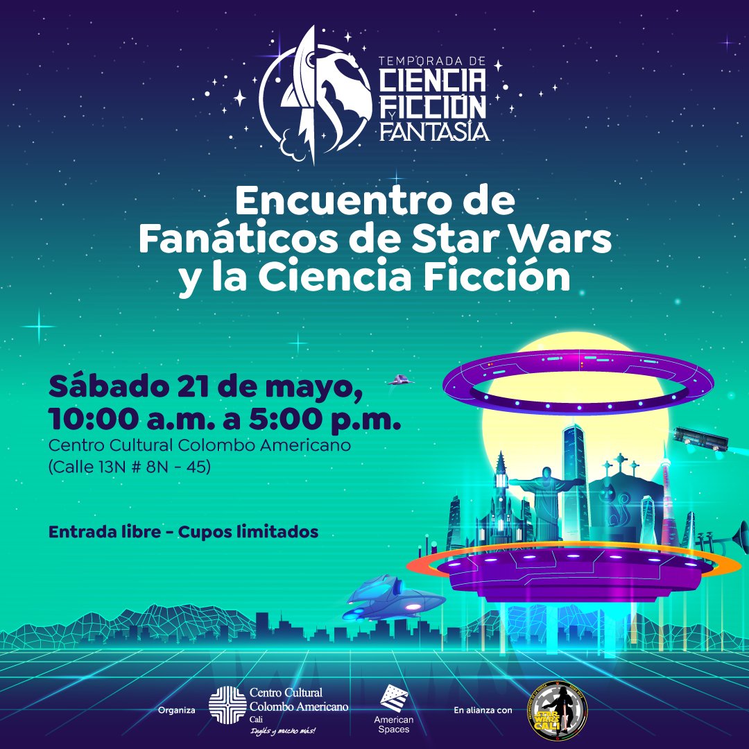 Colombo_Cali's tweet photo. Si un gran fan eres, asistir debes al Encuentro de Fanáticos de #StarWars y de la Ciencia Ficción 😎. 

Explora el universo de la fotografía de figuras de acción 📷, prepara tu cosplay, tómate una foto la  501st Legion - Colombia Garrison y disfruta muchas sorpresas más✨. https://t.co/NymOY5r0dQ