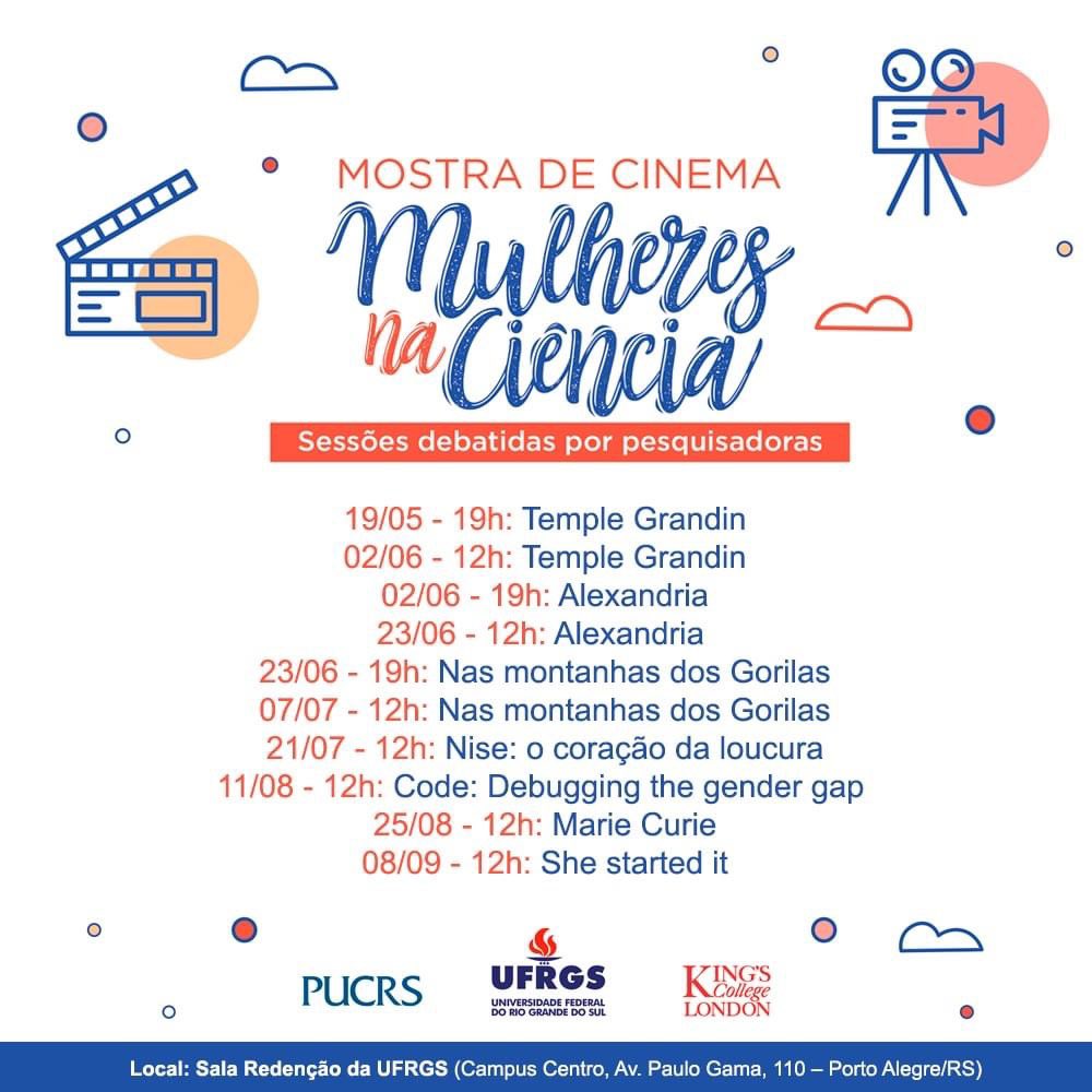 Sala redenção exibe mostra Mulheres na Ciência a partir desta quinta-feira!
📽 Sessões  seguidas de debate com pesquisadoras 🧑‍🔬 

Saiba mais: ufrgs.br/ufrgs/noticias…