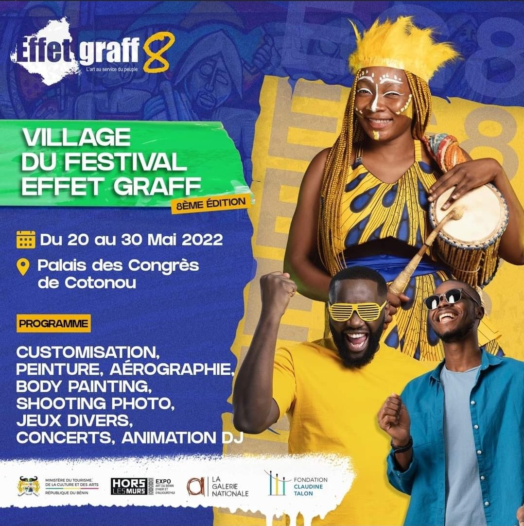 Cotonoui's tweet photo. Le village du festival ouvre ses portes ce 20 mai 2022.Avec de nombreux activités et ateliers (la photo,l'écriture,du dessin,la peinture) dans une ambiance festive. 

#effetgraff8 #expoartbenin #horslesmurs #benin #wasexo #cotonou #festival #event #ictn #graffitiart #graffiti https://t.co/Fd6cxyowuc