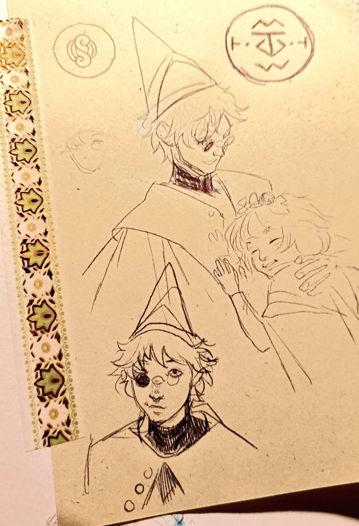 Assorted very sketchy fan arts respectively from: critical role (Ashton, Vax and Vex), Attack on Titan (Levi) and Witch Hat Atelier (Qifrey and Coco) 🐝💞