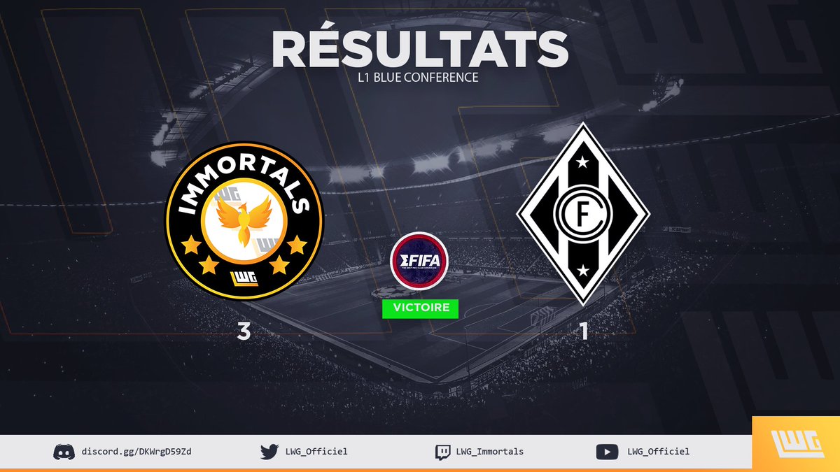 Capricarolesque's tweet photo. ⚽ | Résultats

🏆 | @EfifaOnline LIGUE 1 Blue Conférence

🆚 | @_CityFC_
✅ | 3-1

🆚 | @MhscPro
✅ | 4-3

Belle soirée pour nos Immortals !!

#LWG_Officiel #eSports #WeAreLWG
@immortals_CP https://t.co/DPgESrFrrQ