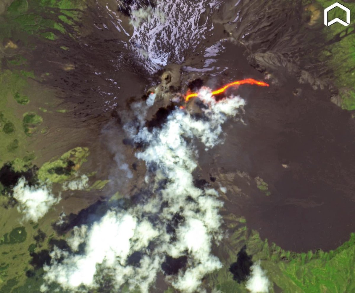 L'Etna e la colata lavica viste da satellite.🌋📸
A long lava river! Terrific view of the ongoing activity of #Etna #volcano captured today, May 17 by #Copernicus #Sentinel2. Visible the thermal anomalies and the Southeast Crater with the lava flow on the Eastern flank. #Sicily