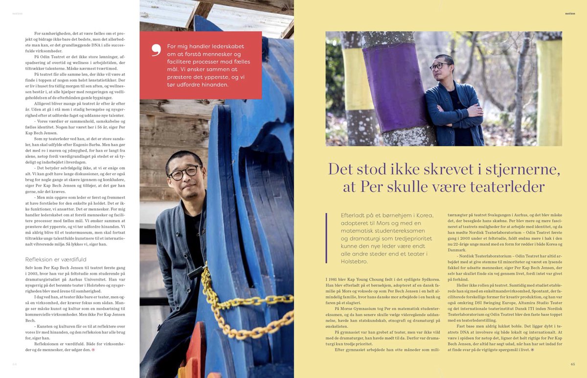 Vi må aldrig blive til et teatermuseum, men skal forsat tiltrække unge talentfulde kunstnere til et internationalt vibrerende miljø. Så lykkes vi, sagde Per Kap Bech Jensen, da han blev interviewet til erhvervsmagasinet Notion 
Læs hele artikel her: lnkd.in/ecYj-h3x