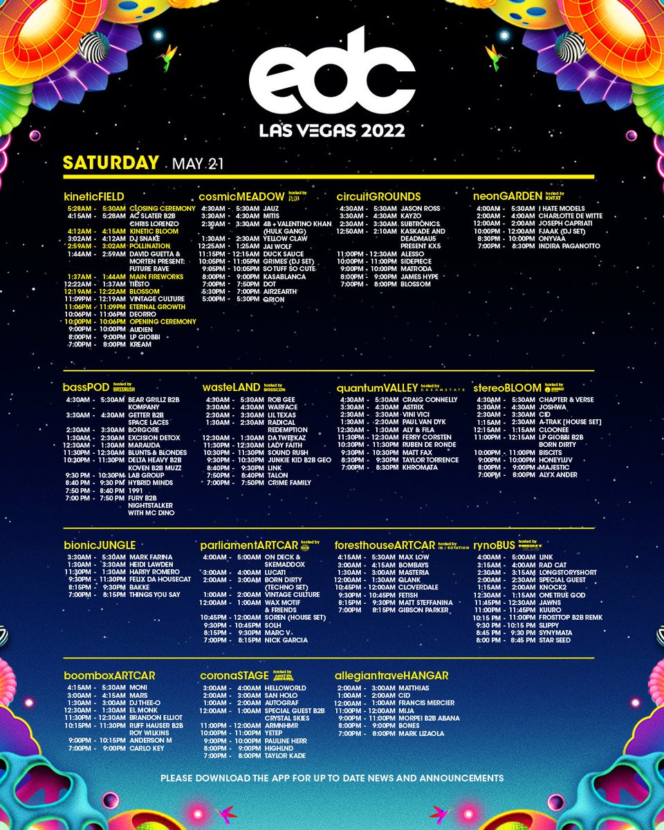 2022 EDC Las Vegas schedule 