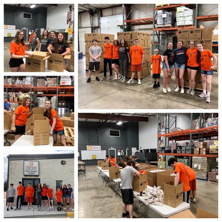 NJHS volunteered at the Midwest Food Bank this past weekend.  Each box had 50 meals, as you can see they 
did awesome!