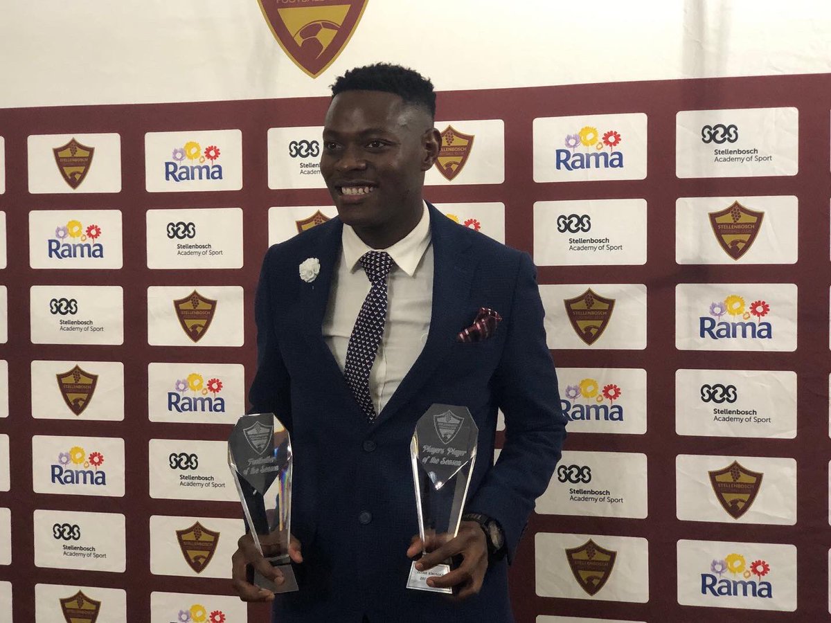 FMSouthAfrica's tweet photo. A lovely night out at the @StellenboschFC awards and congrats to some of the winners below - @zithazee - the big winner on the night …
Good company too with @kappilinho , @markgleesonfoot , @ZaahierAdams &amp; @LiamBekker https://t.co/9AYFgxDWNf