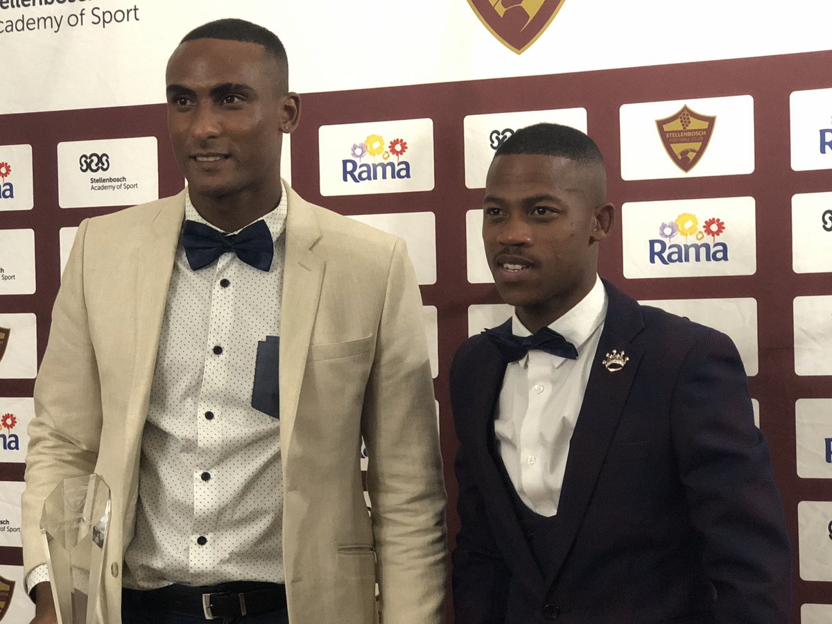 FMSouthAfrica's tweet photo. A lovely night out at the @StellenboschFC awards and congrats to some of the winners below - @zithazee - the big winner on the night …
Good company too with @kappilinho , @markgleesonfoot , @ZaahierAdams &amp; @LiamBekker https://t.co/9AYFgxDWNf