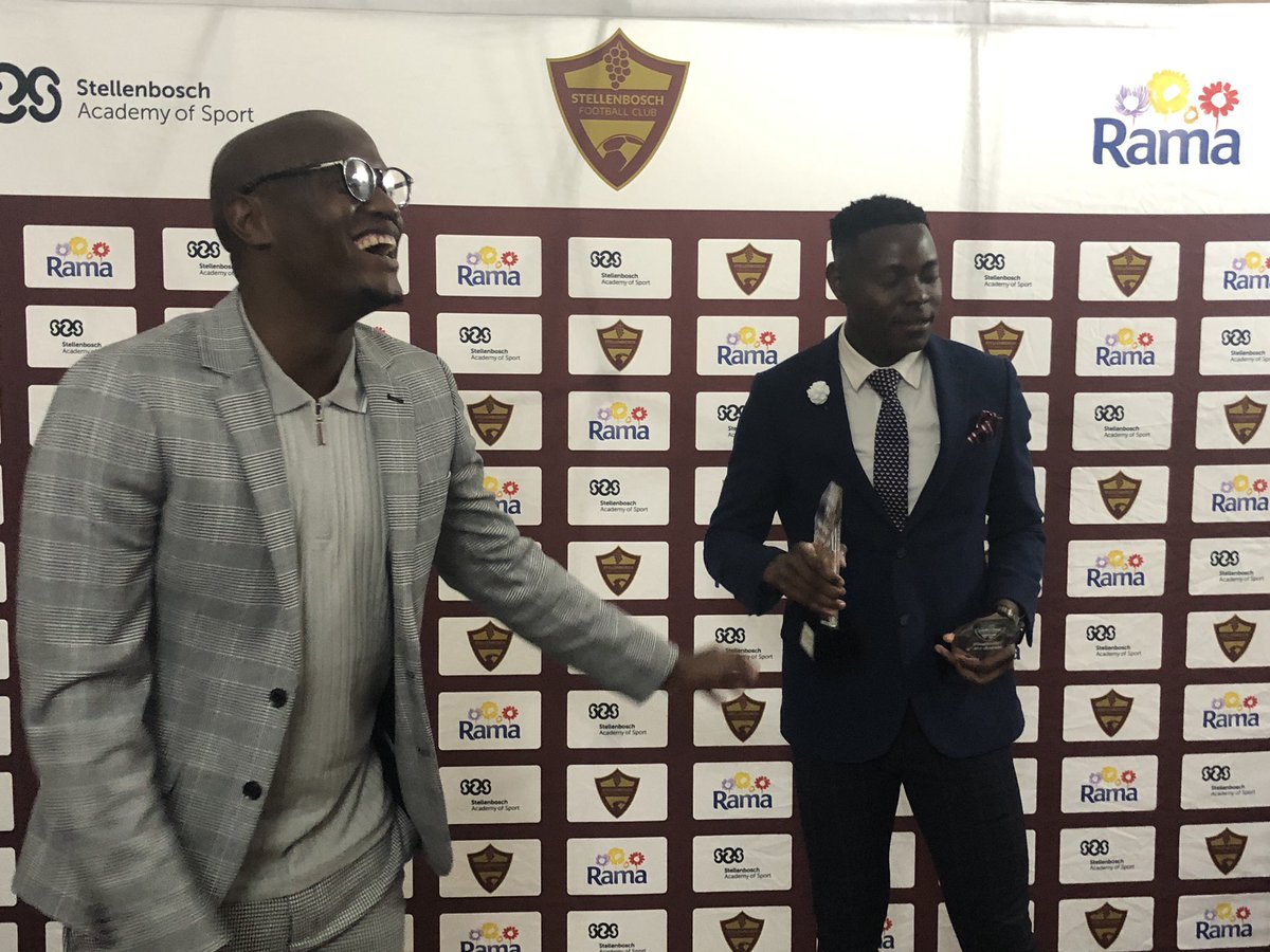 FMSouthAfrica's tweet photo. A lovely night out at the @StellenboschFC awards and congrats to some of the winners below - @zithazee - the big winner on the night …
Good company too with @kappilinho , @markgleesonfoot , @ZaahierAdams &amp; @LiamBekker https://t.co/9AYFgxDWNf
