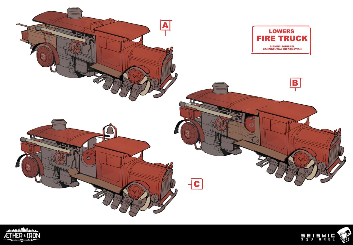 AETHER &amp; IRON CONCEPT ART: Lowers Fire Truck

The Lowers district of New York is defended from the threat of burning down by a fleet of fire trucks that are visually inspired by cars from the 1910s.

Check out our gallery: seismicsquirrel.com/aether-and-iron