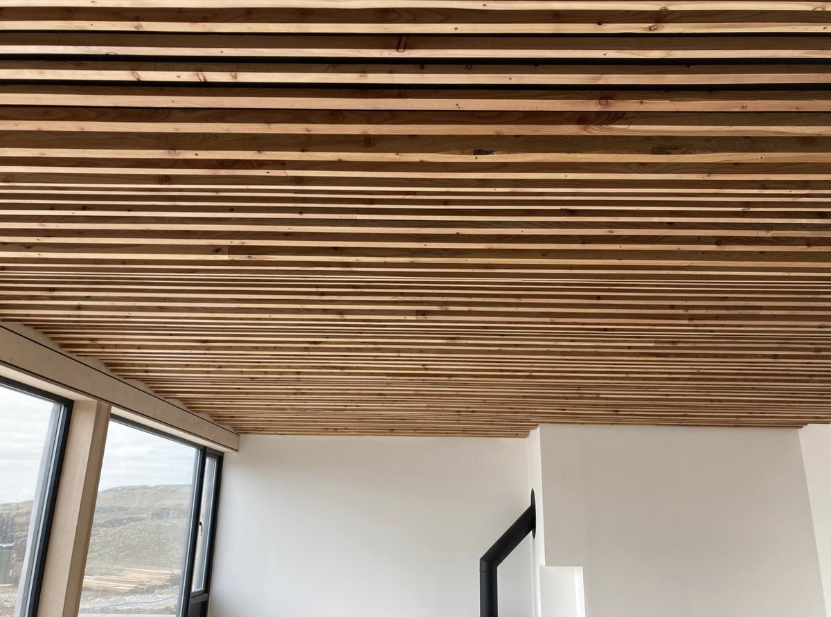 isleofeigg's tweet photo. 1. Take larch from gorgeous neighbouring @WoodKnoydart 
2. Add wiggly ceiling design genius of @WTArchitecture 
3. Blend great food &amp; drink vision by Stuart F of Galmisdale Cafe &amp; Bar (incl @EiggBrewery beer of course) 
4. Result = perfect acoustics for music, food &amp; drink #Soon! https://t.co/GKr5h4AT4Q