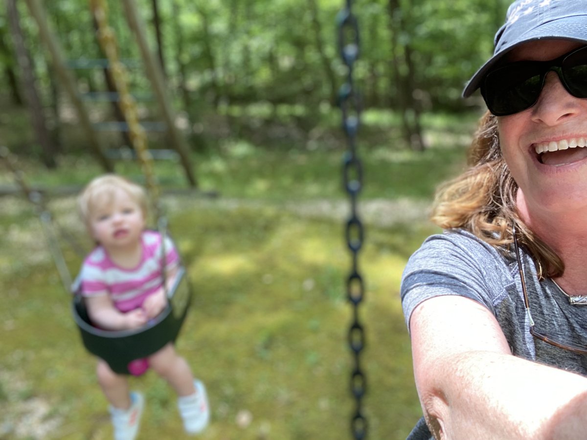 catchingdays's tweet photo. 65 is no longer walking down the stairs putting on a shirt. In fact, I don't walk down the stairs doing anything else. And my hand is usually just above the railing. But I can still swing. #thisis65 #howwespendourdays #granddaughters https://t.co/tDiQstA0Q7
