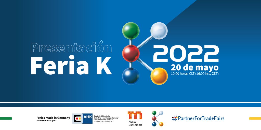 AHKChile's tweet photo. 🥳Se viene la presentación de la próxima FERIA K: Evento líder mundial que reúne lo mejor en industria del #plástico y #caucho. 🧐Temas principales serán: protección #medioambiente, #economíacircular y #digitalización. ⬇️¡Inscríbete! https://t.co/7LOGixSRy2
#PartnerForTradeFairs https://t.co/C89MIjA51z