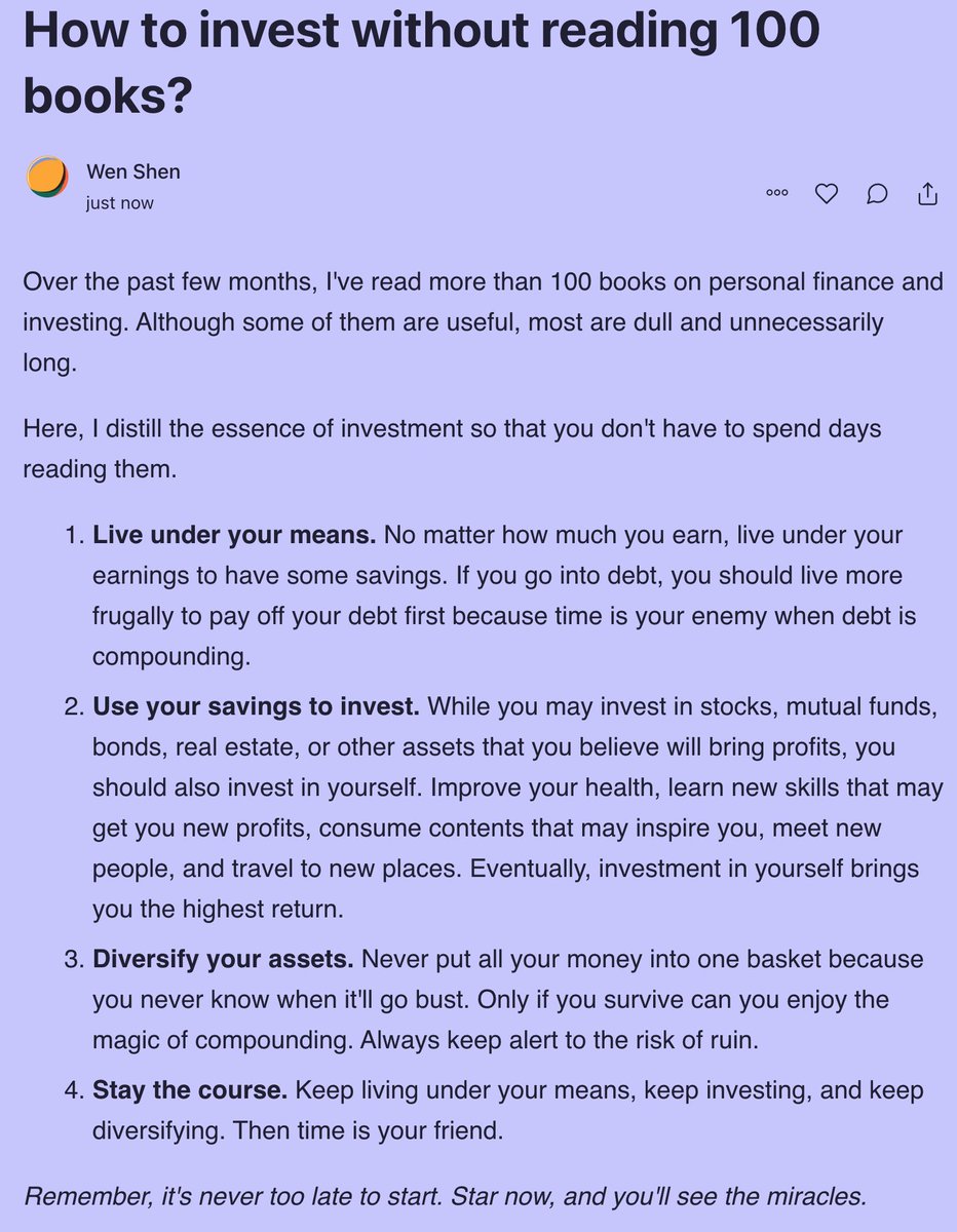 wenshen's tweet photo. How to invest without reading 100 books? https://t.co/sewR4zR1dk https://t.co/GsS45VViKn