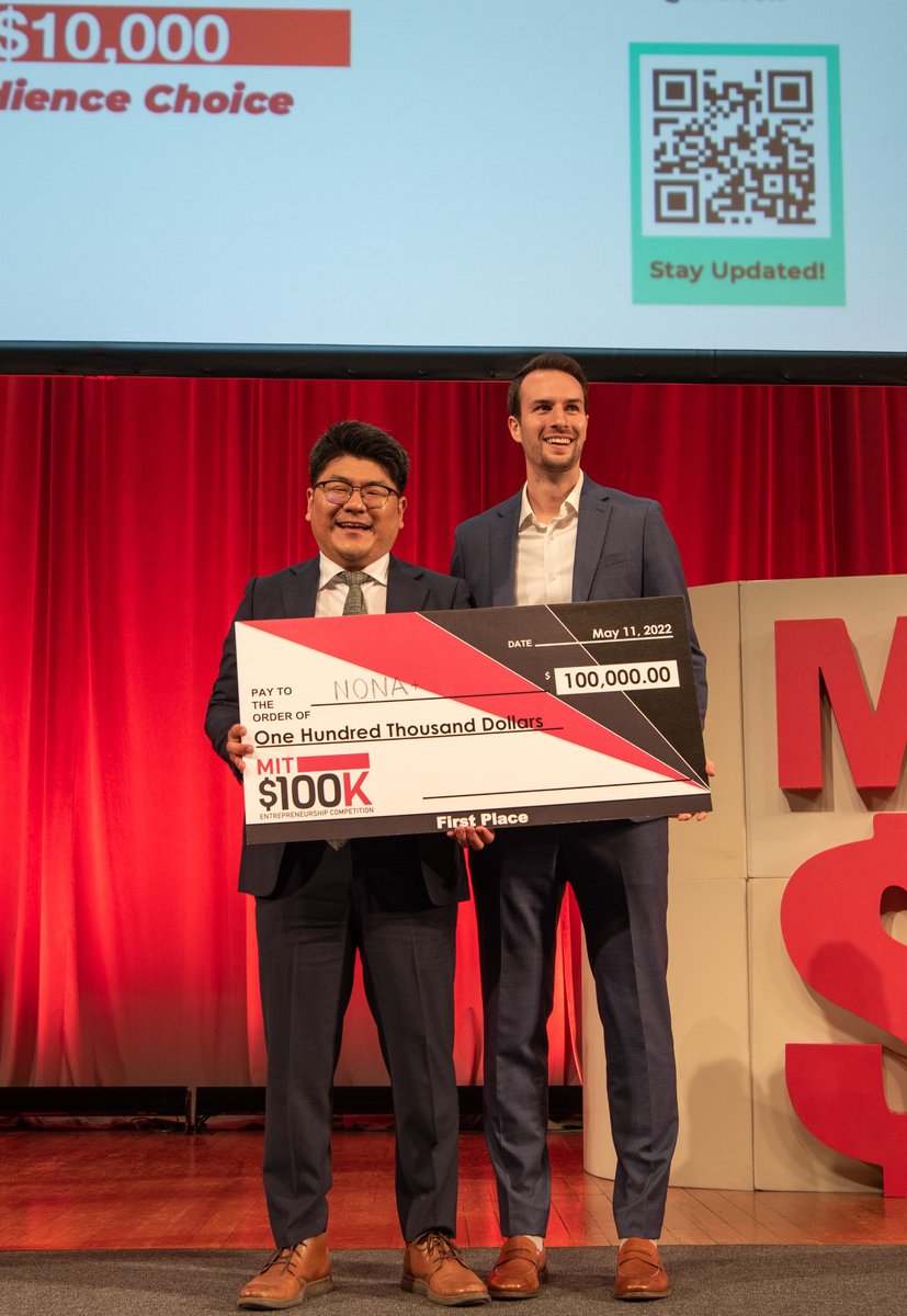 mit100k's tweet photo. Last Wednesday, the MIT $100K Launch Finale took place, and NoNa+ Desalination won the $100,000 grand prize! Congratulations!

Congratulations also to the other winning teams:

2nd place: https://t.co/bwSNygTAlj

3rd place: RTMicrofluidics

Audience Choice: Sparkle https://t.co/2rxfEgFdaY