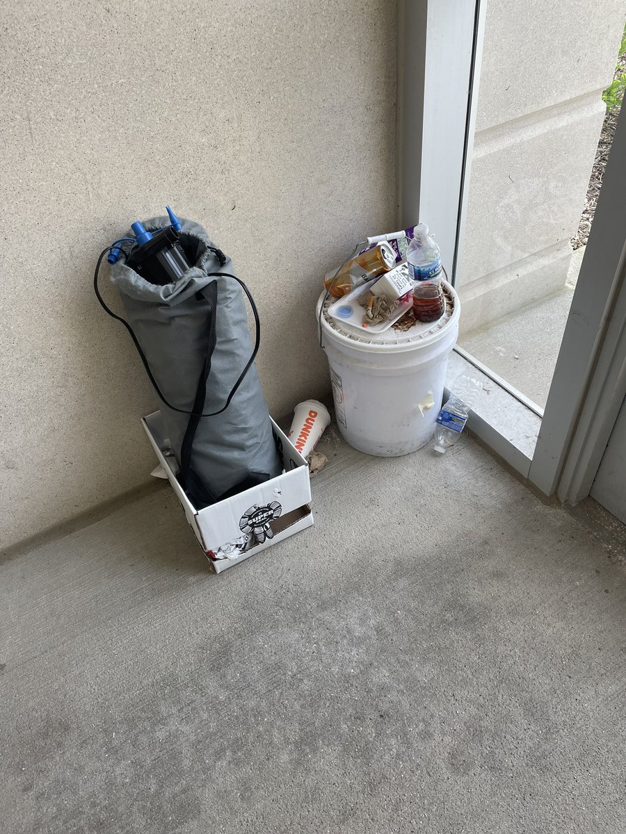 st8grl's tweet photo. @facilitiesmsu Can we have a trash can in the parking ramp next to 1855 Place? We keep getting this at the door. K thanks. https://t.co/y43EgMI5Vy