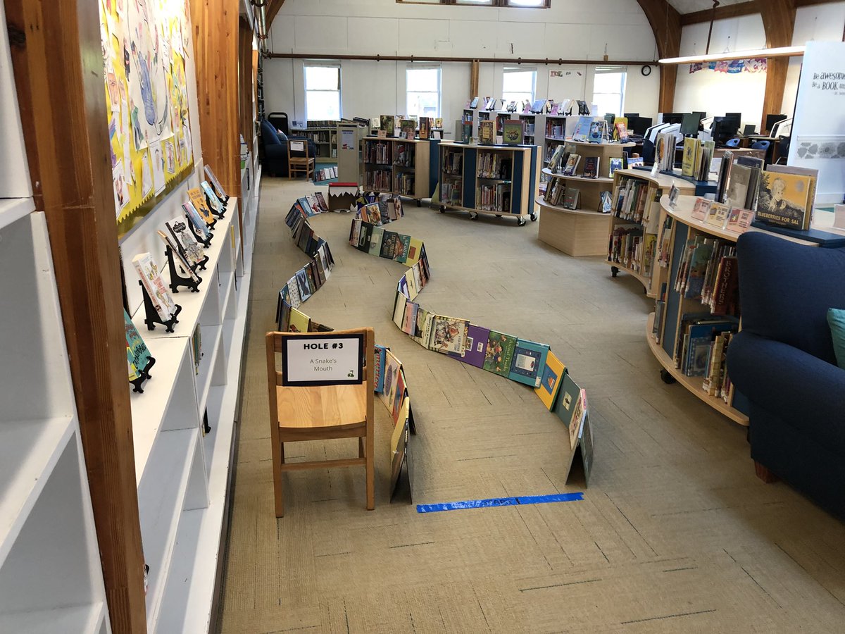 msteelewrites's tweet photo. What do you do with a few hundred discarded books? Set up a library mini-golf course! https://t.co/SX33hqiFsG