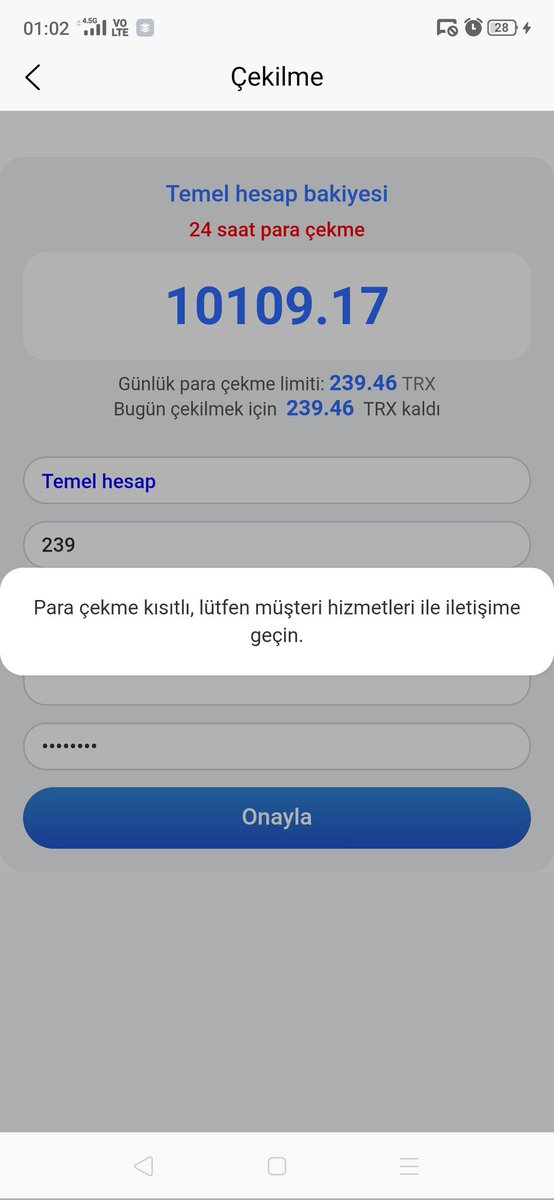 NftsCollectorr's tweet photo. @tekilasisesi 6 nisan kayıt, 15mayis a kadar sorun yoktu. taaki 15 mayis saat 19.00da bu kısıt mesajını görene kadar.
Yönetici ile iletişime geçtim ne oldu? Klasik dolandırıcılık mesajı ! Vergi adı altında %30 ana bakiyenin vergisini öde kilit açılsın. ödedim! Sonra? (Canim yetmez biraz daha.. https://t.co/Ou3RW2EOF2