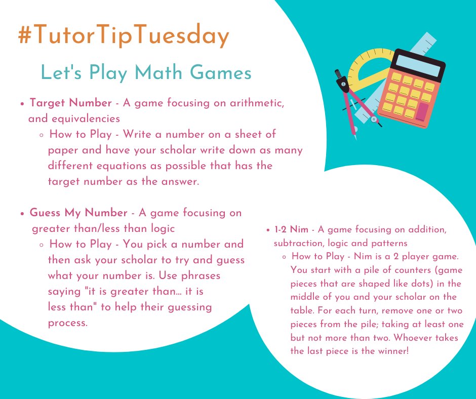 YTPSeattle's tweet photo. Happy #TutorTipTuesday - we only have a few more before school is out! Here are three examples of math games to play with your scholars when you get hit with "I'm bored! I don't have homework today." #ytpseattle https://t.co/0ckZQed0Nw