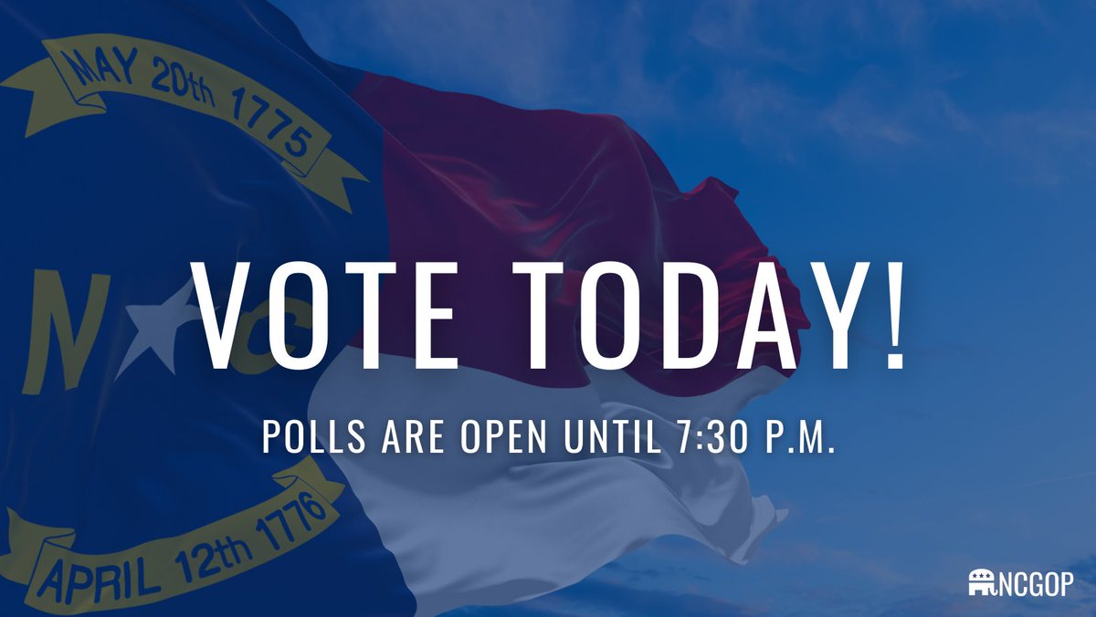 Polls are open till 7:30 pm!! GO VOTE!!
#NCGOP #pittcounty #Greenvillenc #ncboots