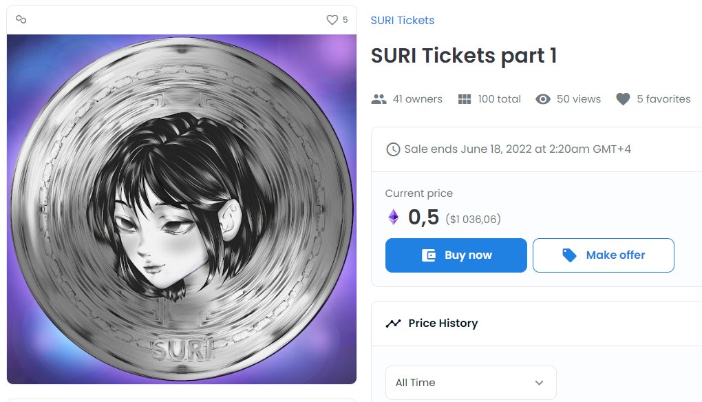 📢40% SOLD📢

We've given away over 40% of our SURI Tickets collection🎉

This is only the first collection that will soon be on the moon🚀

✅Buy SURI Tickets on OpenSea - opensea.io/collection/sur… 

RT🔄| Like❤️| Tag $ETH wallet📩