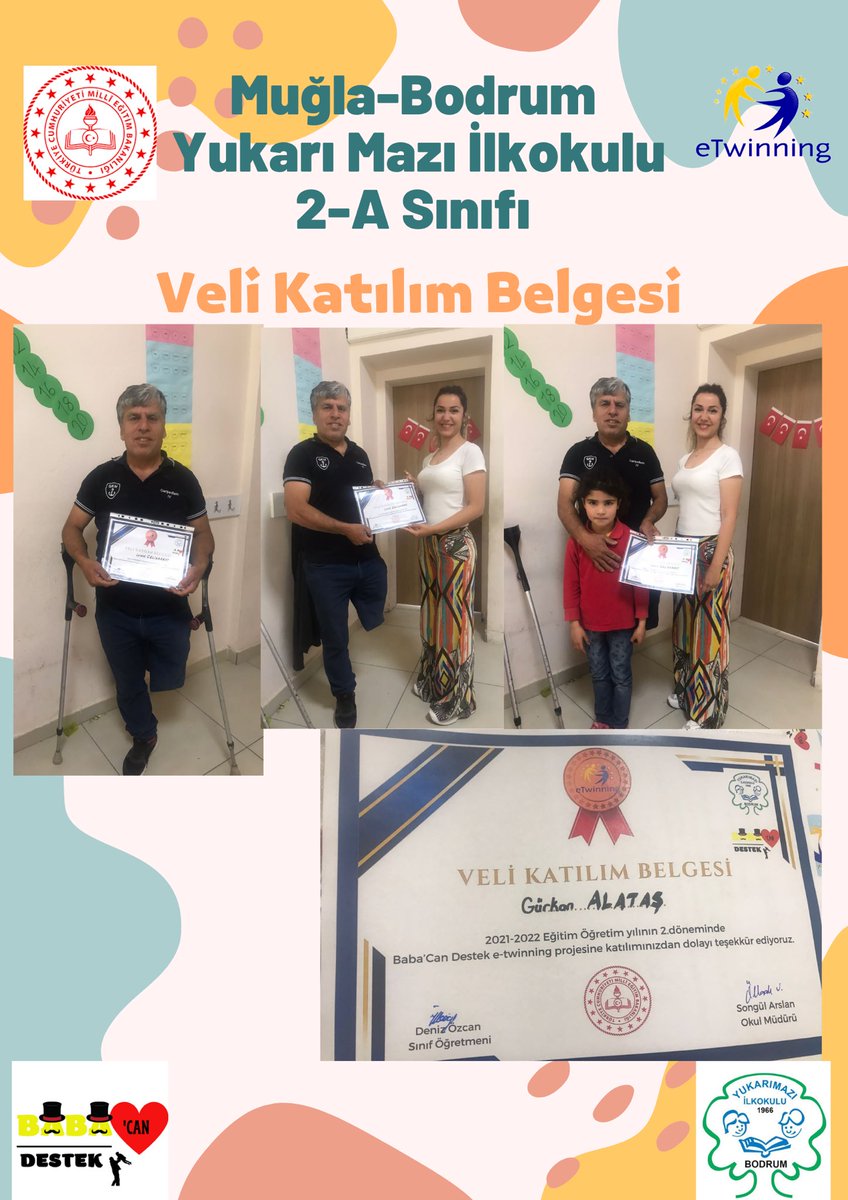 BabaCanDestek4's tweet photo. Projenin bitirilişi için velilerimize projeye katılım belgesi Aşağı Küpkıran İlkokulu okul müdürümüz Mehmet Yaşik tarafından verildi. https://t.co/WNynhMdwFU