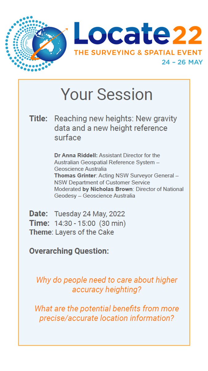 Wiggly_Earth's tweet photo. Join me, @nich0lasBr0wn &amp; Thoams Grinter at #Locate22 for a Hub session on "Reaching new heights: New gravity and new height reference surface" in Australia #AVWS @LocateConf https://t.co/giAgBqQhGY