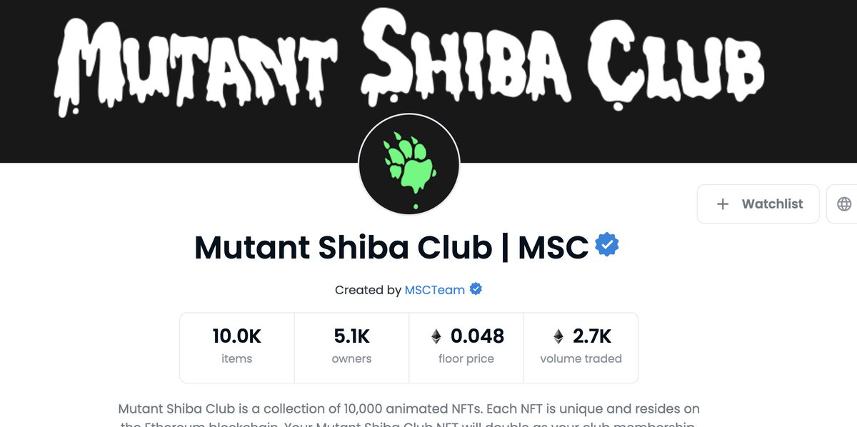 Mutant Shiba Club is officially verified on <a href="/opensea/">OpenSea</a>! 🧪👀

opensea.io/collection/mut…