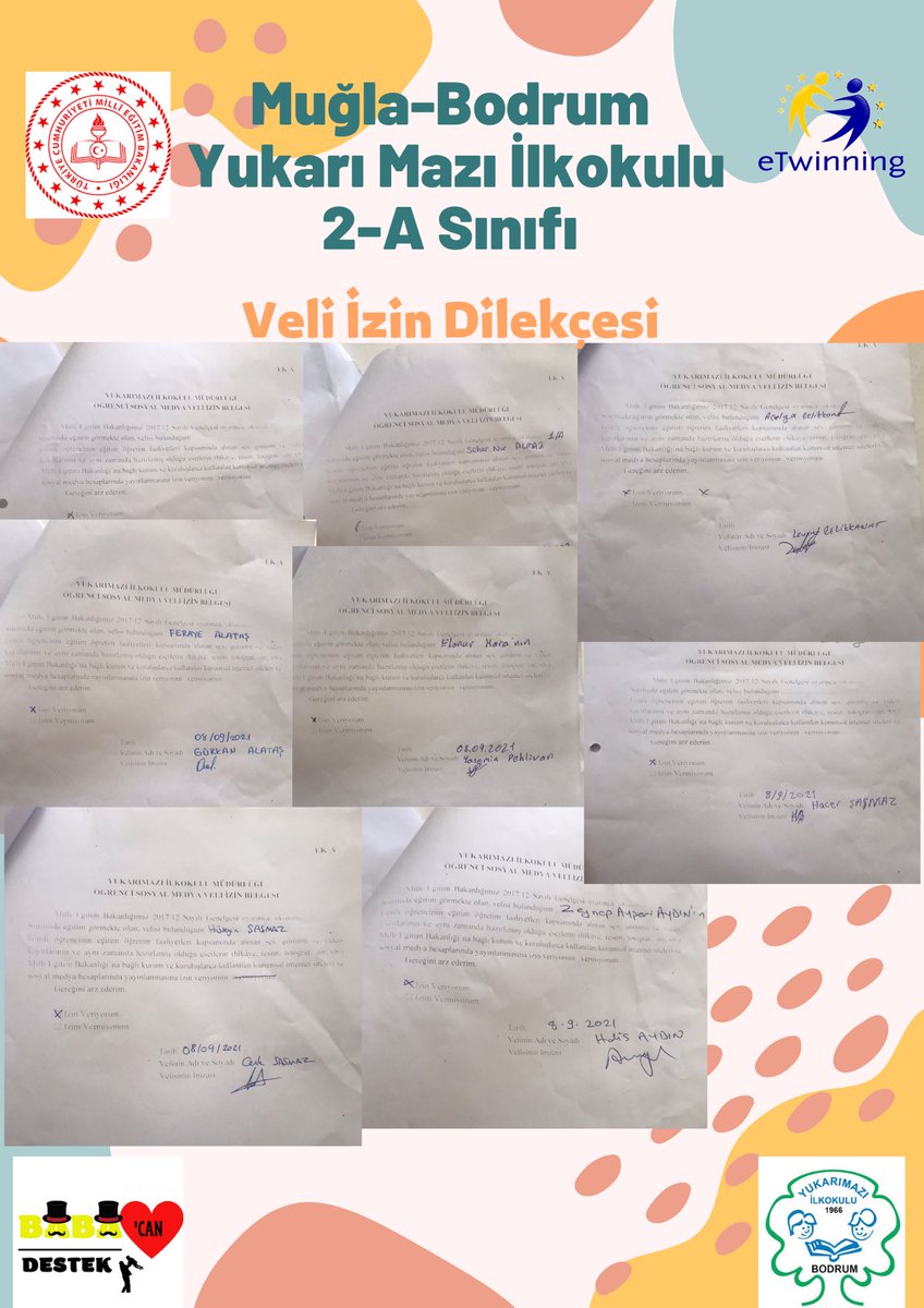 BabaCanDestek4's tweet photo. Sosyal medyada paylaşımlar için veli izin dilekçeleri alındı. https://t.co/Dvx7N1I1po