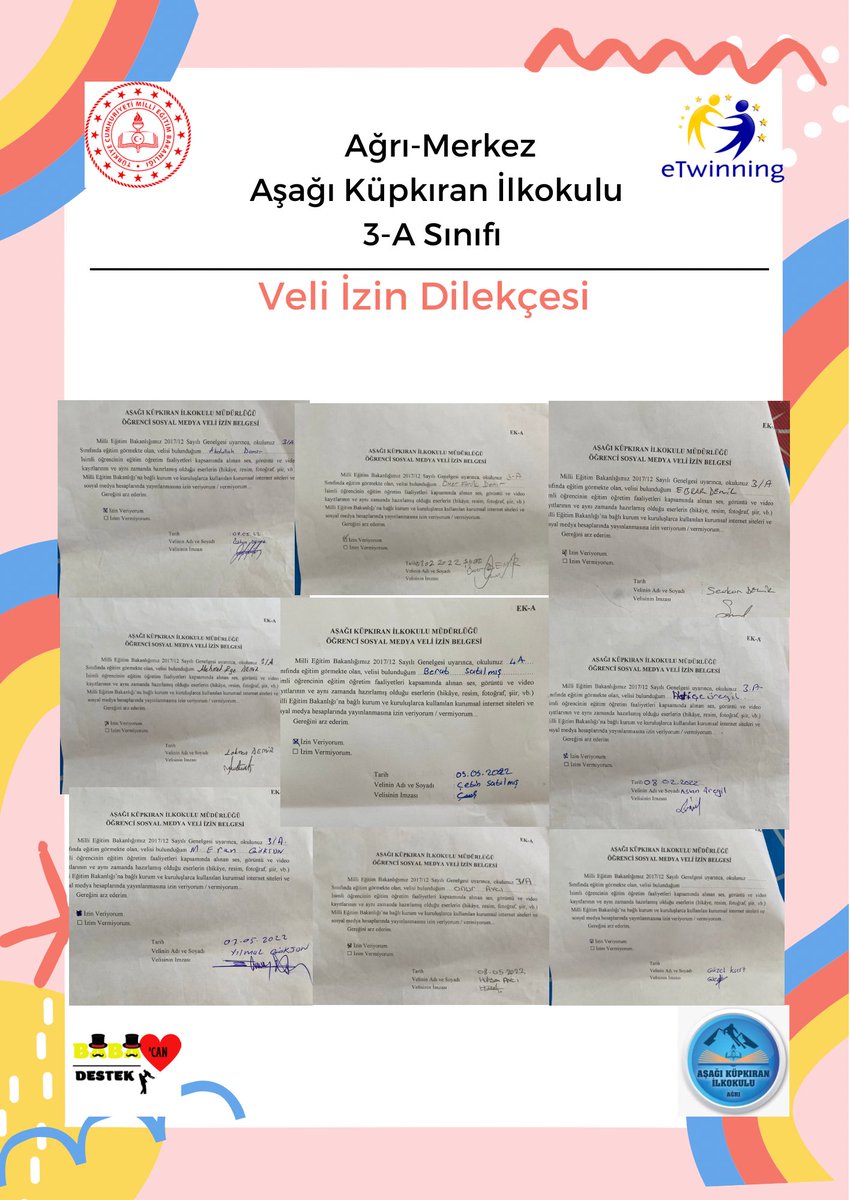 BabaCanDestek4's tweet photo. Sosyal medyada paylaşımlar için veli izin dilekçeleri alındı. https://t.co/Dvx7N1I1po