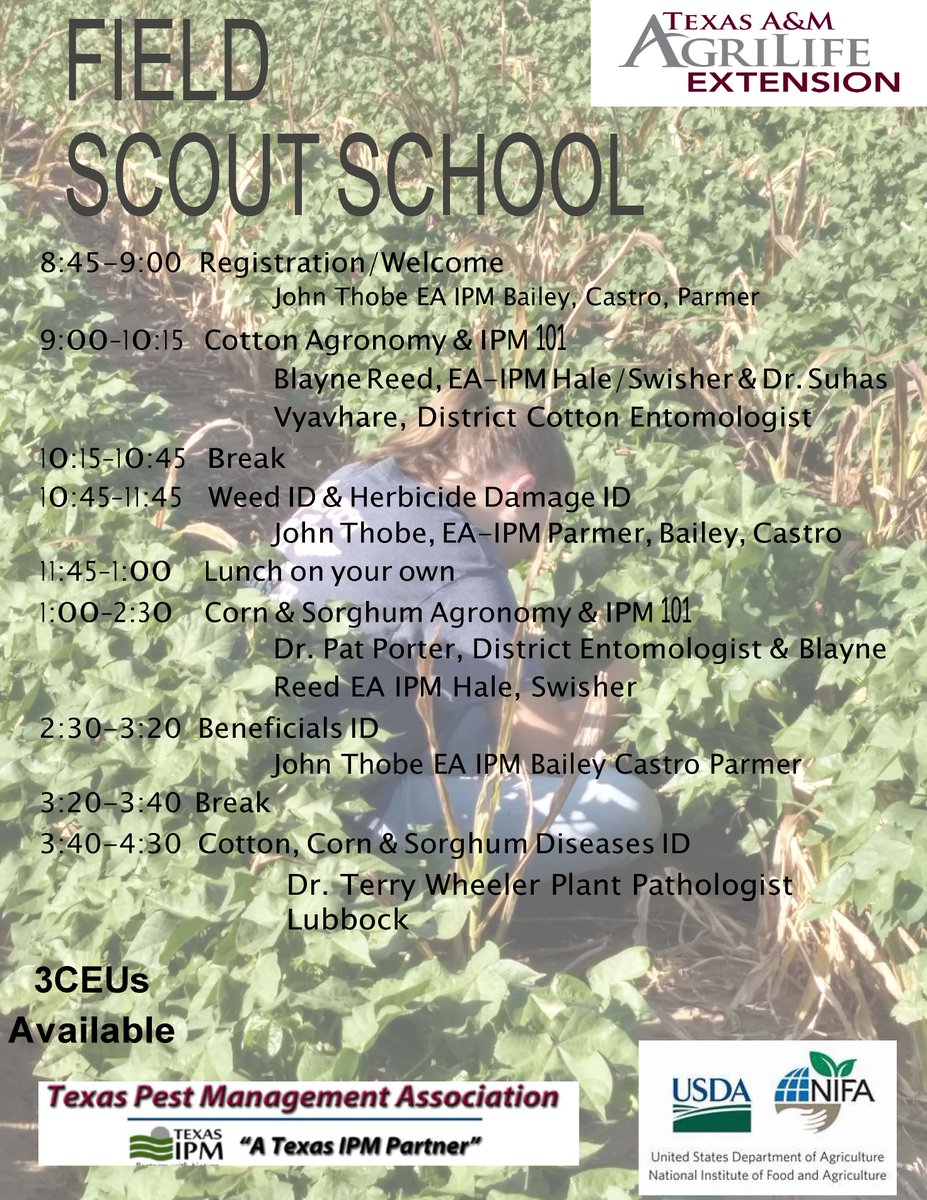 High Plains Field Scout School Set...
May 27, 2022 Bailey County Coliseum