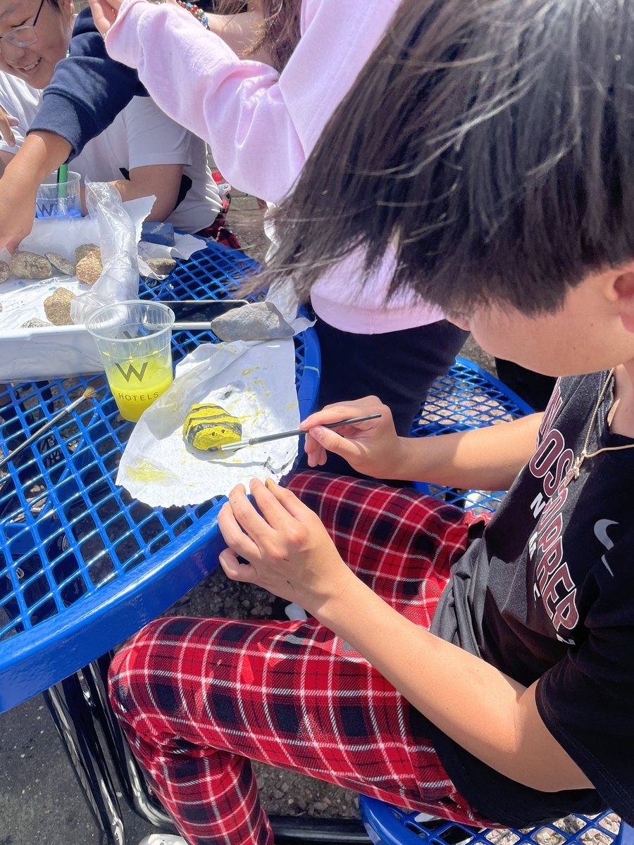 mrs_vindigni's tweet photo. Got outside today to paint beautiful rocks for our school! 🎨#ParamusStrong https://t.co/EYWBPys3rv