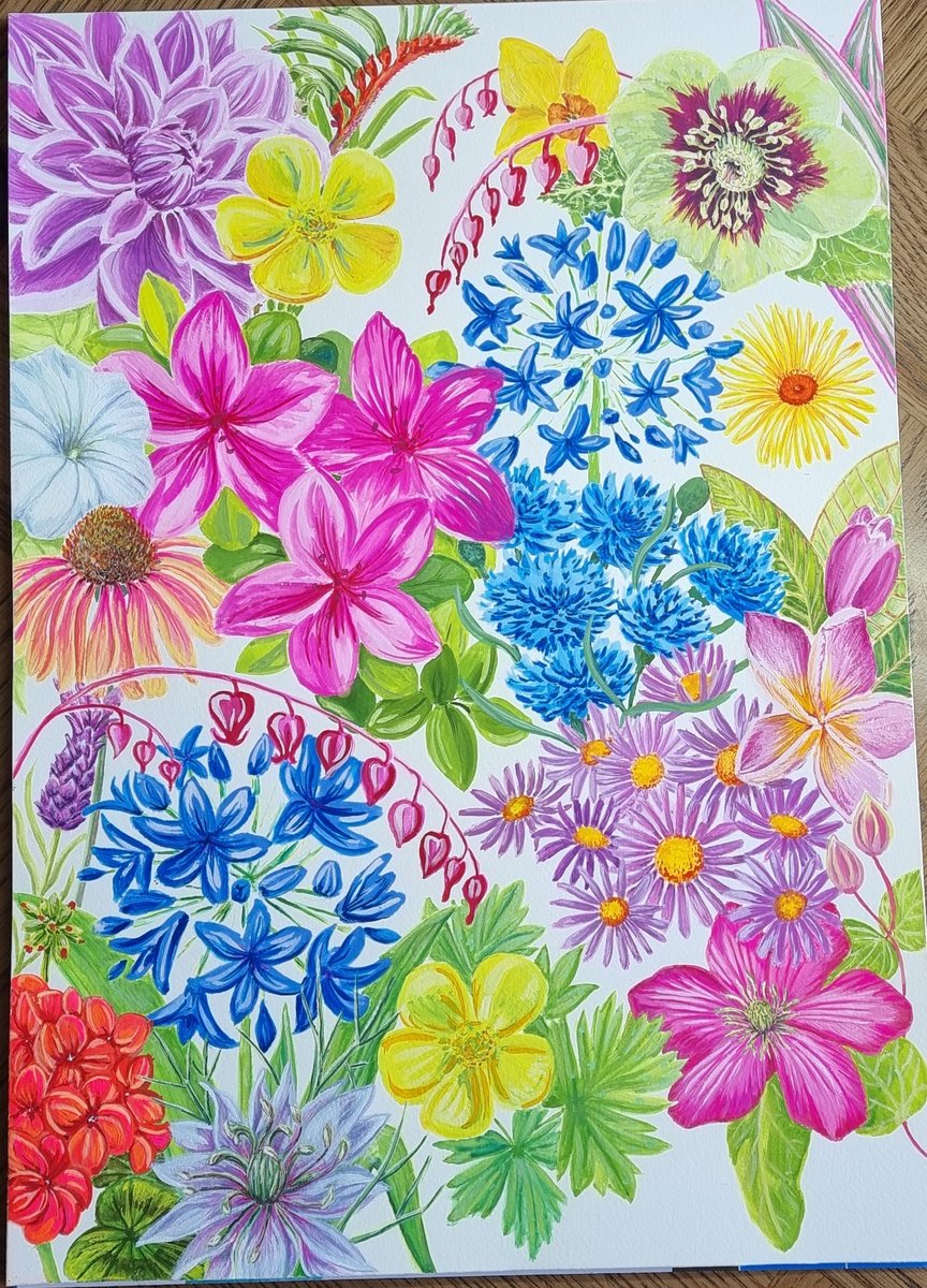 alittlebitolou's tweet photo. I'm taking part in a month long challenge over on Instagram. Here is my progress so far. #floralpainting #flowerart #flowerpainting #flowerpower https://t.co/XPf6BOzOQO