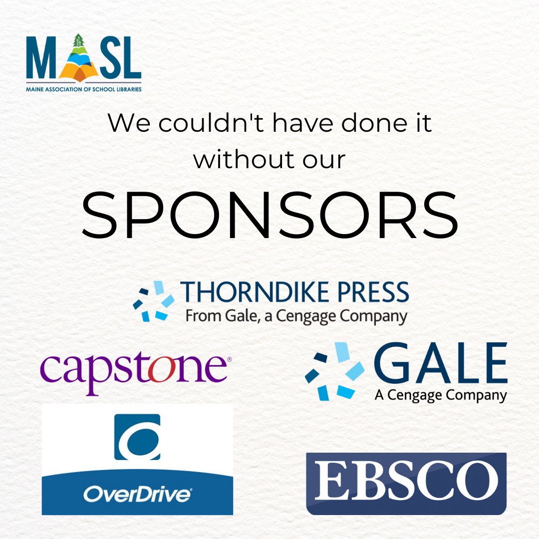 MASLibraries's tweet photo. Gratitude post (2/4) — thank you to our generous sponsors who support librarians and educators and the communities of learners we serve. #leadlikealibrarian #learnlikealibrarian #MASLme #movingforwardMASL https://t.co/ypzRMG3KrL