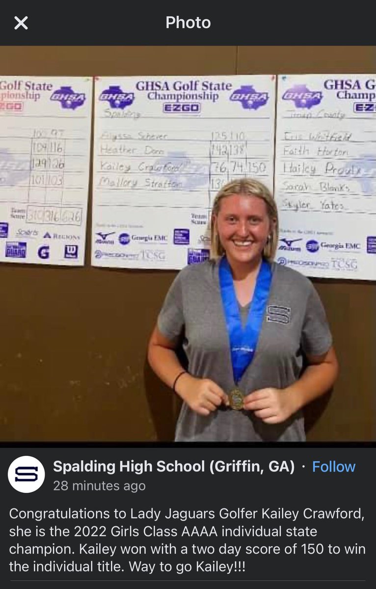 2022 AAAA Individual State Champion!!!  76-74 at Healey Point Golf Club in Macon!  Proud Dad!!!!