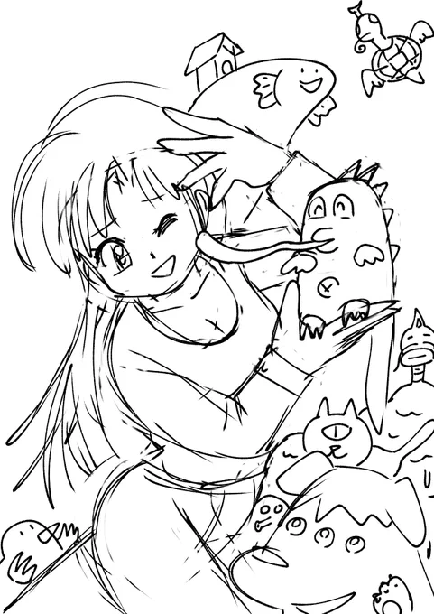 ラフ。7月に1day展示やりたいので、たくさん描いておきたい。謎の生き物とか、謎のメカとか😆 