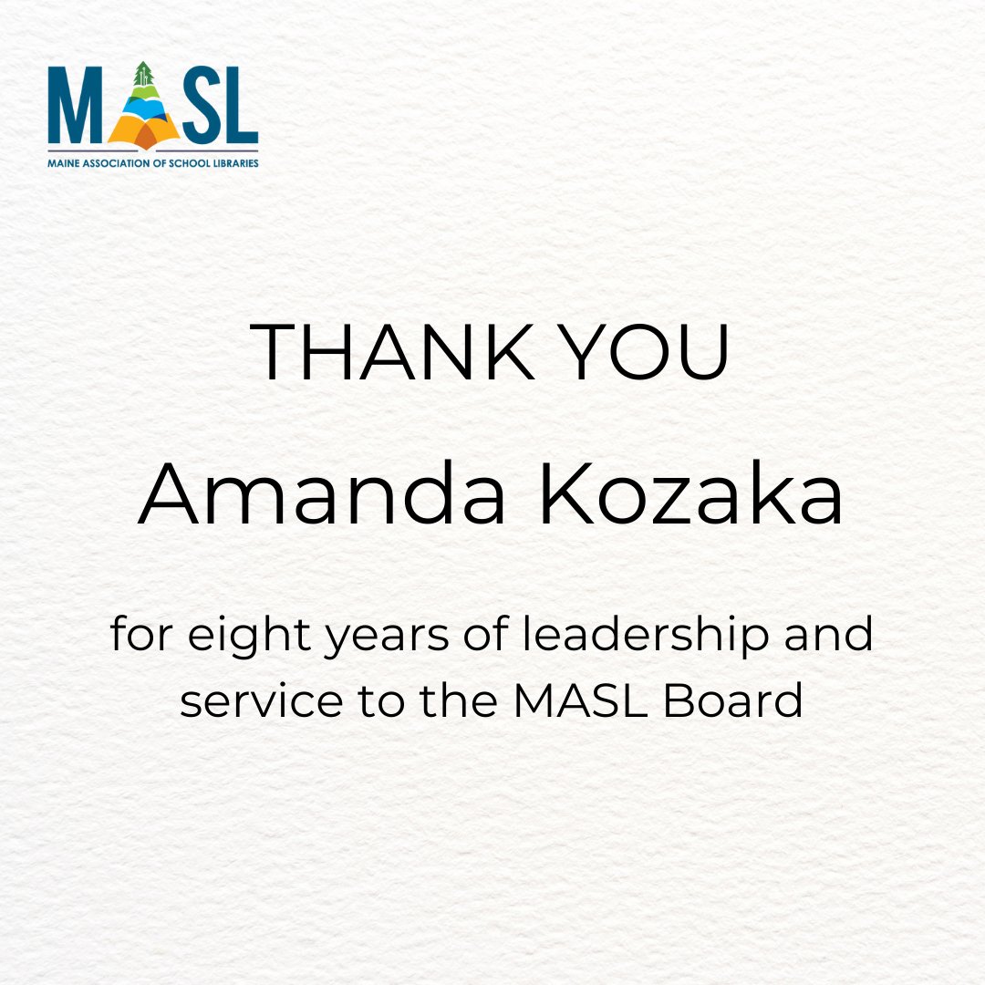 MASLibraries's tweet photo. Gratitude post (4/4) — thank you to Amanda Kozaka for helping MASL "turn the page" into our next chapter! Thank you for your leadership! #leadlikealibrarian #learnlikealibrarian #MASLme #movingforwardMASL https://t.co/63LANwfupB