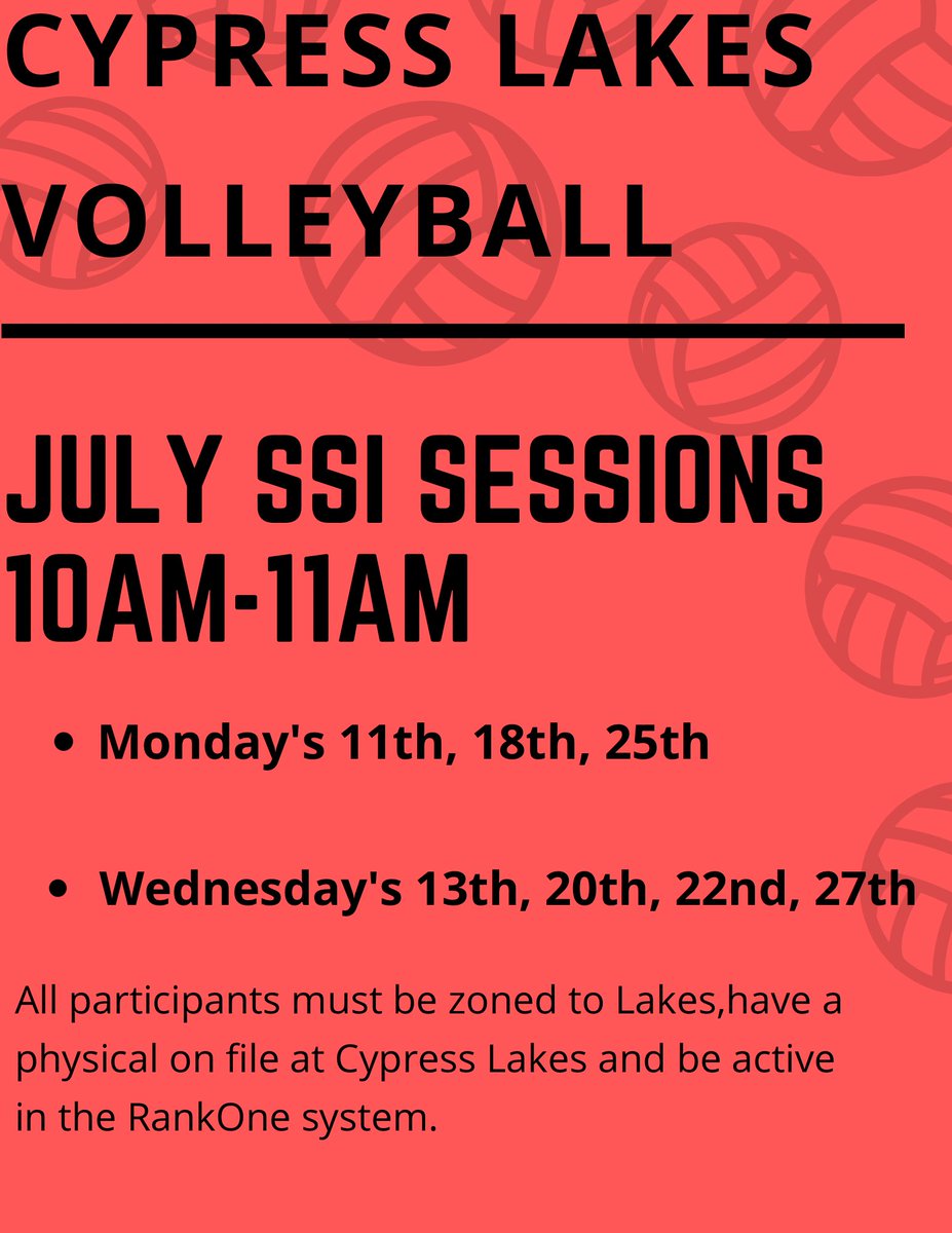 Current and future <a href="/CyLakesVball/">CyLakesVolleyball</a> players, save the dates!!! 🏐💯 <a href="/CFISDCyLakes/">Cy Lakes HS</a> <a href="/Watkins_CFISD/">Watkins CFISD</a> <a href="/CyLakesABC/">CyLakesBoosterClub</a> <a href="/ThorntonCFISD/">Thornton MS</a> <a href="/PatriotsTMS/">Patriot Athletics</a>