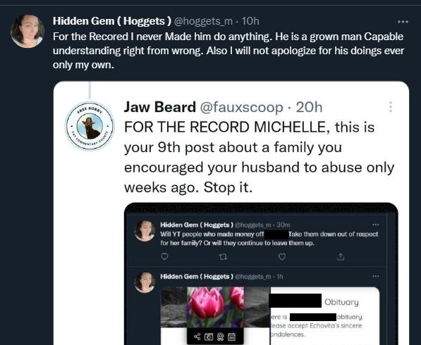 fauxscoop's tweet photo. GASLIGHTING 101:
🐷Pretending you were asked to take responsibility for He-Hog's behavior
🐷Implying you weren't involved in the abuse when you were in the chats spewing venom the entire time
🐷Acting like you haven't been 50% of 'Trotter Toxic' from the start #ShutUpMichelle https://t.co/7CpNnSjhoi