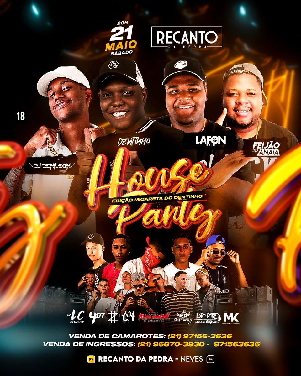 HousePartyHP's tweet photo. SÁBADO (21/05) É TUDO COM NÓS PELO RECANTO DA PEDRA 🤩🤩 https://t.co/9rFMbVQqvf