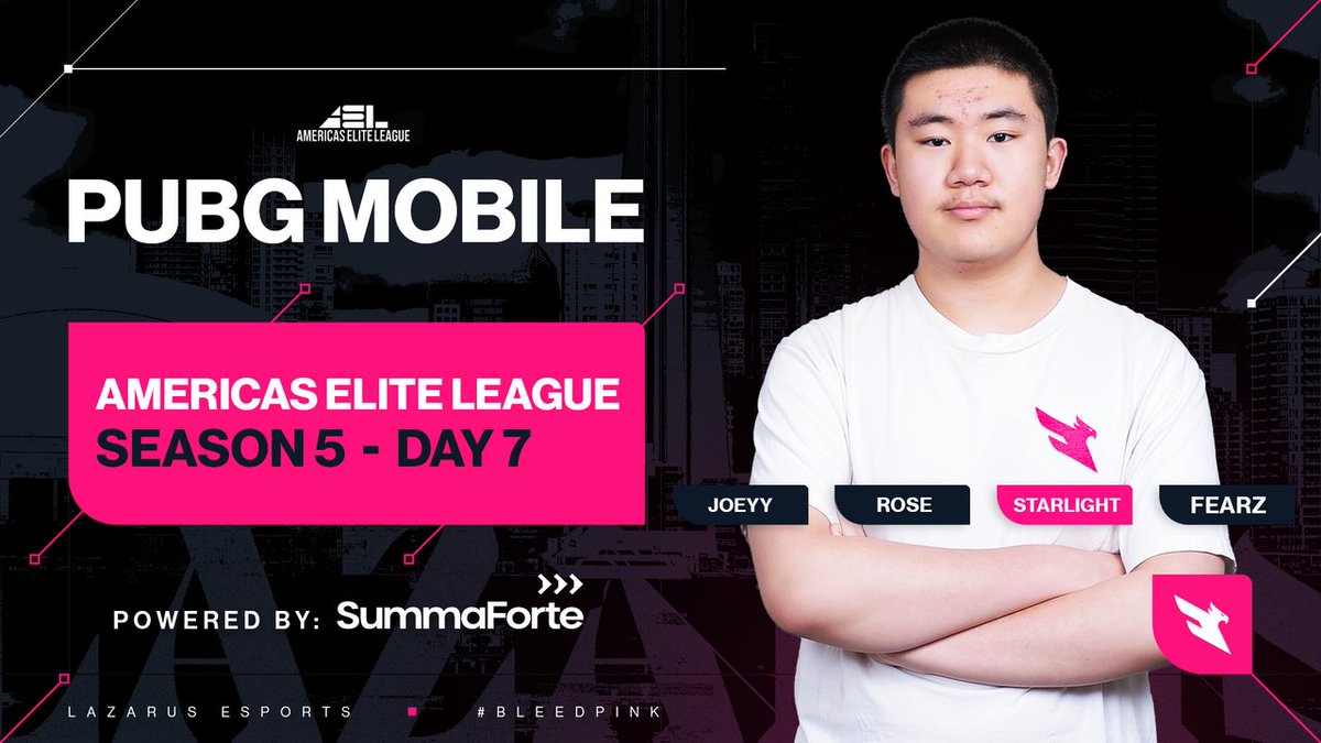 🎯HEAD CLICKS INCOMING!🎯

LZR PUBGM is back with all the <a href="/pubgmobile/">PUBG MOBILE</a> action tonight for Day 7 of #AEL Season 5!

🍗<a href="/joeypubgm/">YKGJoey</a>
🍗#LZRRose
🍗@StarLightFPS
🍗<a href="/FearzAye/">Fearz</a>

📺Watch LIVE: youtube.com/PUBGMOBILEEspo…

#PUBGM #LZR #BleedPink