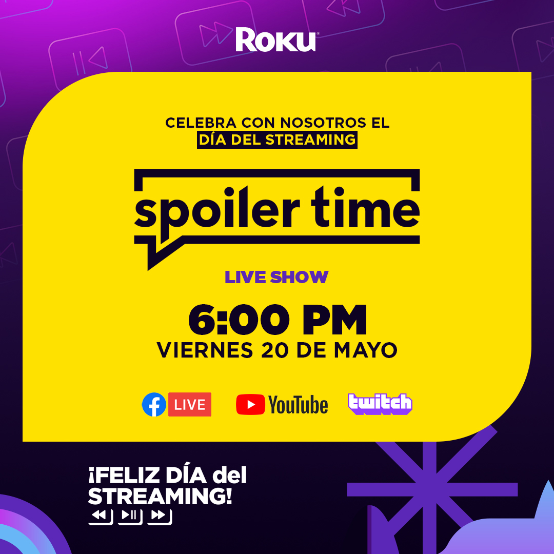 RokuLATAM's tweet photo. Este festejo es a lo grande, por lo que obvio nos acompañan los expertos en el streaming: @itsspoilertime 😎. Sigue su transmisión el viernes desde las 6 PM para celebrar el fabuloso #StreamingDay! ✨💜📺✨ #StreamingWeek https://t.co/Z22JBrWxXN
