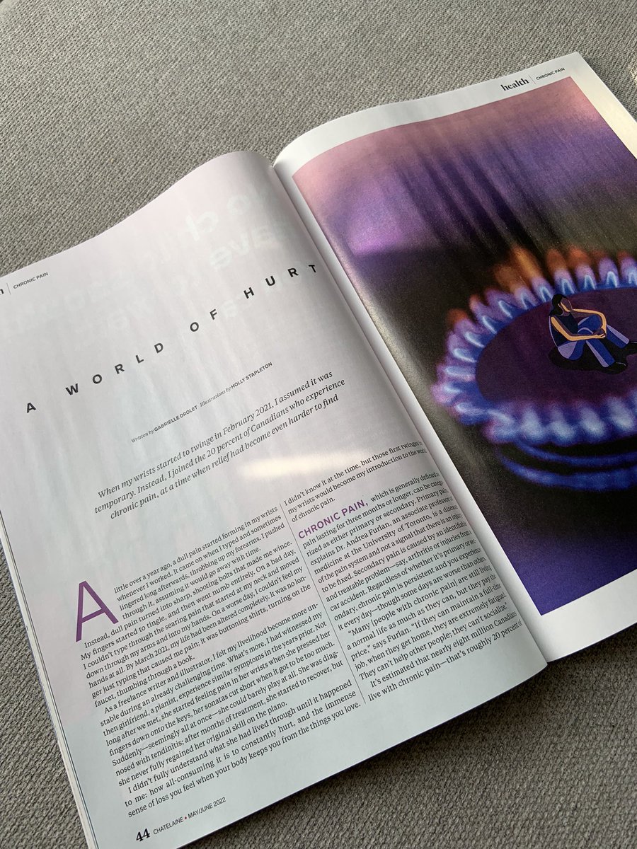 Words cannot express how deeply connected I feel to <a href="/gabrielledrolet/">Gabrielle Drolet</a> after reading her poignant piece about chronic pain in <a href="/Chatelaine/">Chatelaine</a> (and am honored for the mention). Chronic pain is real!