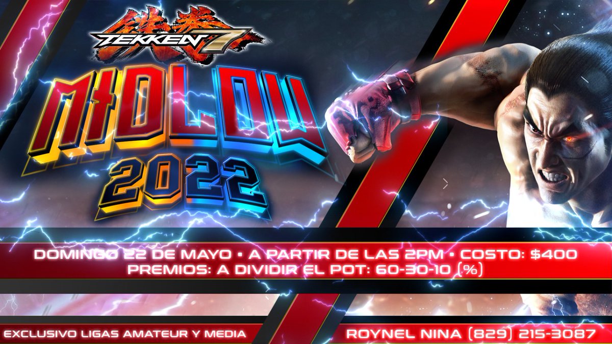 OttoDojo's tweet photo. No se pierda el domingo 22 de mayo, a las 2:00 de la tarde, #Tekken7 Midlow 2022, actividad a realizarse  en The #OttoDojoGameCenter. 
Costo RD$400, premios a dividir el pot son 60-30 y 10%.
Exclusivos ligas amateur y media.
Contacto: @RoynelNina 829-215-3087
#LaAtalayadeOtto https://t.co/BqB4p5RiBy