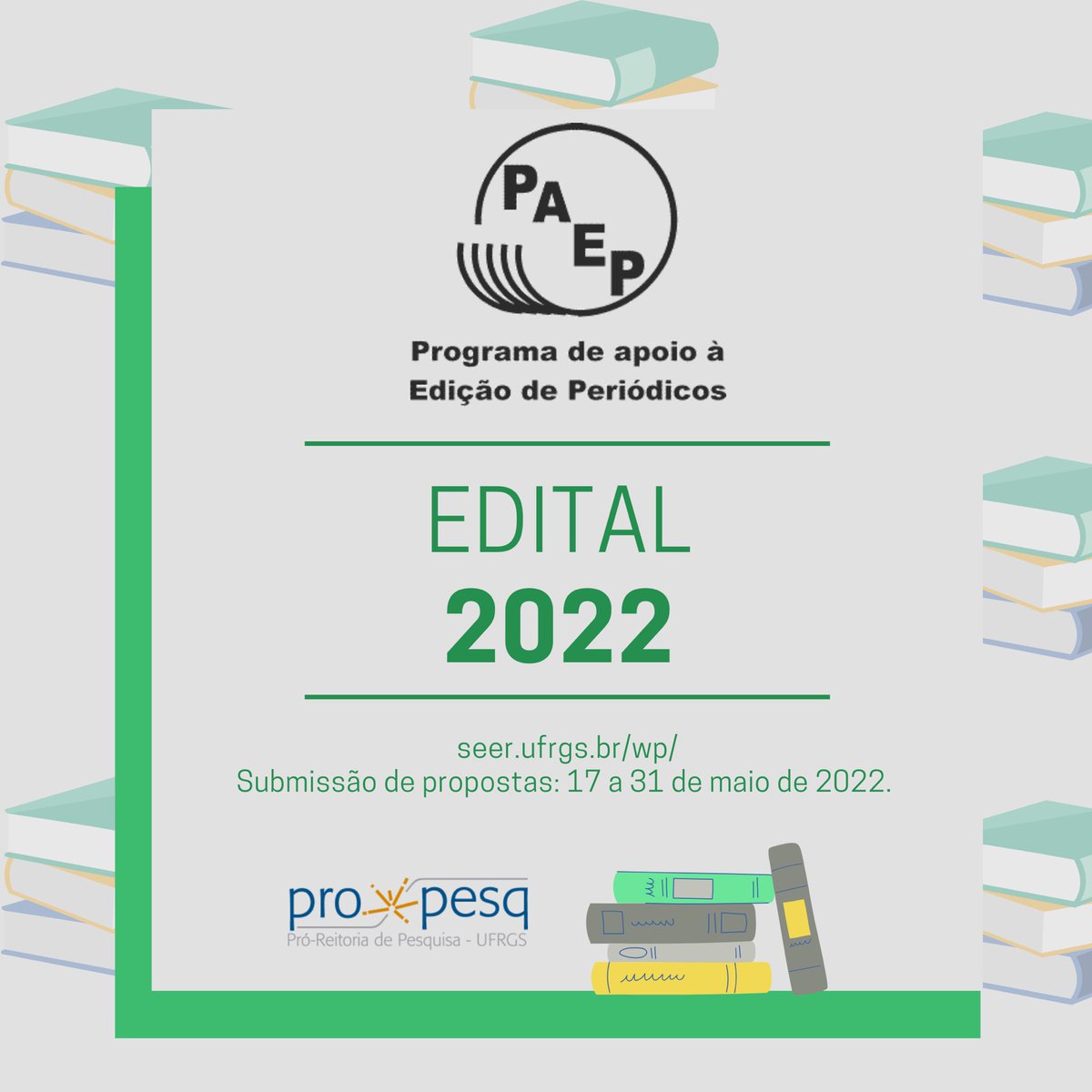 📒 Lançado do edital PAEP 2022

Saiba mais: ufrgs.br/propesq1/prope…
