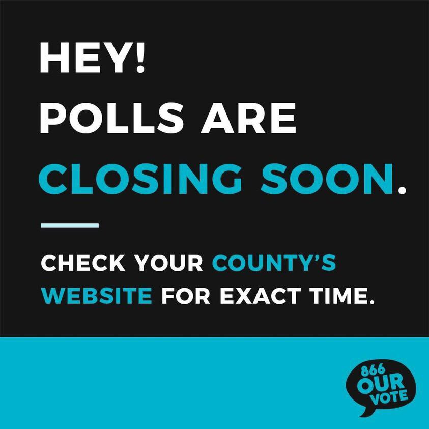 PAStandsUp's tweet photo. Less than an hour until polls close!

In Reading, the polls will officially close at 9PM!!

Remember, if someone says you can’t vote, ask for a provisional ballot!!!
#VoteTodayPA https://t.co/UvpwTC8g8j